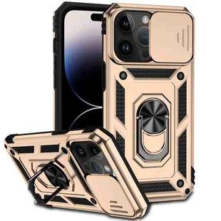 For iPhone 14 Pro Sliding Camshield Holder Phone Case(Gold)