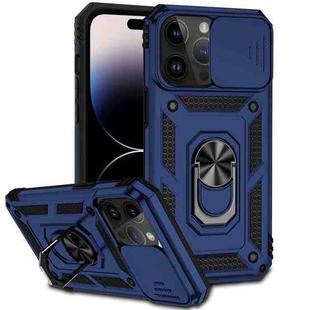 For iPhone 14 Pro Max Sliding Camshield Holder Phone Case (Blue)