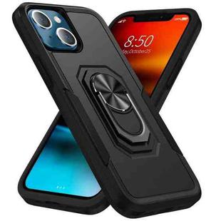 For iPhone 14 Plus Ring Kickstand Heavy Duty Shockproof Phone Case (Black)