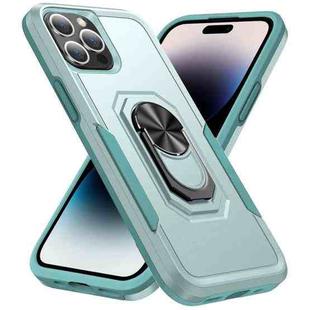 For iPhone 14 Pro Ring Kickstand Heavy Duty Shockproof Phone Case(Green)