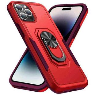 For iPhone 14 Pro Max Ring Kickstand Heavy Duty Shockproof Phone Case (Red)