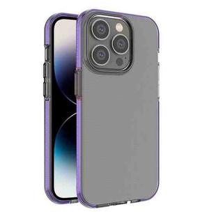 For iPhone 14 Pro Max Two-color Transparent TPU Phone Case (Purple)