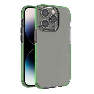 For iPhone 14 Pro Max Two-color Transparent TPU Phone Case (Fresh Green)