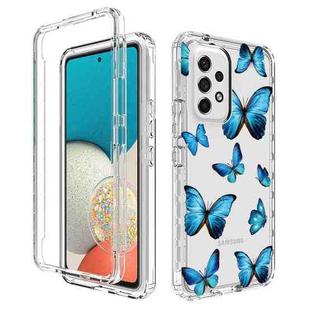 For Samsung Galaxy A53 Transparent Painted Phone Case(Blue Butterflies)