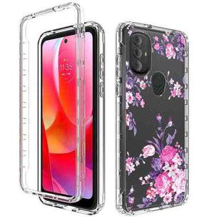 For Motorola Moto G Power 2022 Transparent Painted Phone Case(Pink Flower)