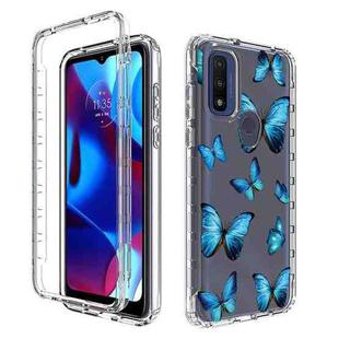 For Motorola G Pure 2021 Transparent Painted Phone Case(Blue Butterflies)