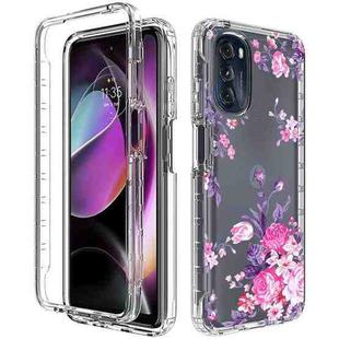 For Motorola Moto G 5G (2022) Transparent Painted Phone Case(Pink Flower)