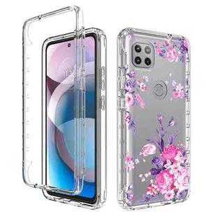 For Motorola One 5G Ace Transparent Painted Phone Case(Pink Flower)
