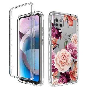 For Motorola One 5G Ace Transparent Painted Phone Case(Purple Floral)