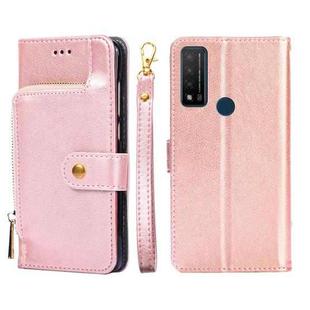 For TCL 20 R 5G/TCL Bremen/TCL 20 AX 5G Zipper Bag Leather Phone Case(Rose Gold)