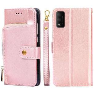 For TCL 30T/T603DL Zipper Bag Leather Phone Case(Rose Gold)