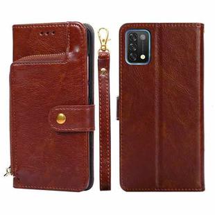 For UMIDIGI A11 Zipper Bag Leather Phone Case(Brown)