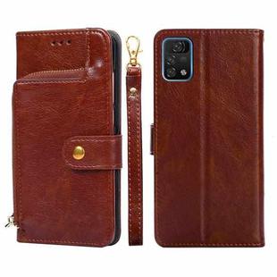 For UMIDIGI A11 Pro Max Zipper Bag Leather Phone Case(Brown)