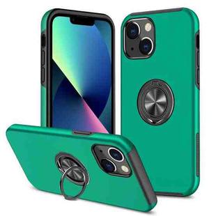 For iPhone 14 Magnetic Ring Kickstand Shockproof Phone Case (Dark Green)