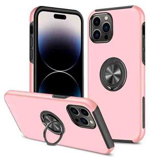 For iPhone 14 Pro Magnetic Ring Kickstand Shockproof Phone Case(Rose Gold)
