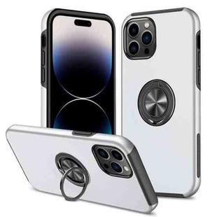 For iPhone 14 Pro Magnetic Ring Kickstand Shockproof Phone Case(Silver)