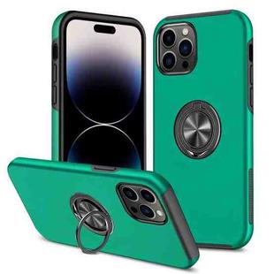 For iPhone 14 Pro Max Magnetic Ring Kickstand Shockproof Phone Case (Dark Green)