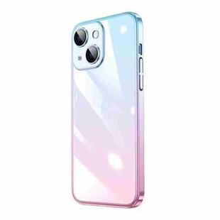 For iPhone 13 Transparent Electroplated PC Gradient Phone Case(Pink Blue)