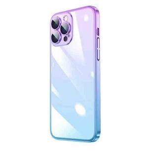For iPhone 12 Pro Transparent Electroplated PC Gradient Phone Case(Blue Purple)
