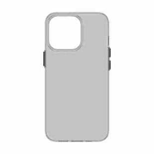 For iPhone 13 Pro Max Transparent PC Metal Button Phone Case (Transparent Black)
