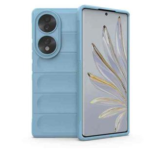 For Honor 70 5G Magic Shield TPU + Flannel Phone Case(Light Blue)