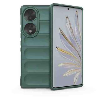 For Honor 70 5G Magic Shield TPU + Flannel Phone Case(Dark Green)