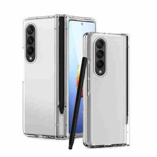 For Samsung Galaxy Z Fold4 Macaron Hinge Phone Case with Stylus Pen Fold Edition & Protective Film(Transparent)