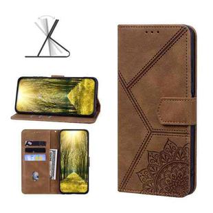 For OPPO A94 5G Geometric Mandala Embossed Leather Phone Case(Brown)