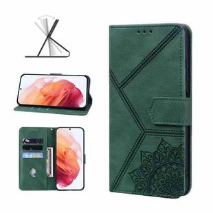 For Samsung Galaxy S21 5G Geometric Mandala Embossed Leather Phone Case(Green)