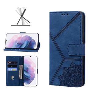 For Samsung Galaxy S21+ 5G Geometric Mandala Embossed Leather Phone Case(Blue)