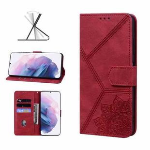 For Samsung Galaxy S21+ 5G Geometric Mandala Embossed Leather Phone Case(Red)