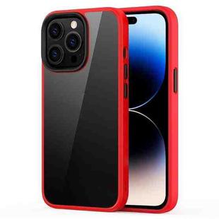 For iPhone 14 Pro Max Ming Shield Hybrid Frosted Transparent Phone Case (Red)