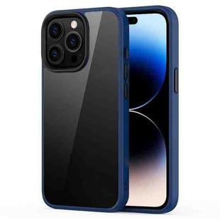 For iPhone 14 Pro Max Ming Shield Hybrid Frosted Transparent Phone Case (Blue)