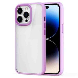 For iPhone 14 Pro Max Ming Shield Hybrid Frosted Transparent Phone Case (Purple)