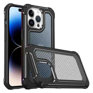 Shockproof PC + Carbon Fiber Texture TPU Armor Phone Case For iPhone 14 Pro Max(Black)