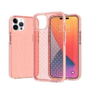 Grid Pattern Two-color TPU Phone Case For iPhone 14 Pro Max(Pink)