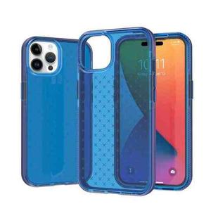 Grid Pattern Two-color TPU Phone Case For iPhone 14 Pro Max(Blue)