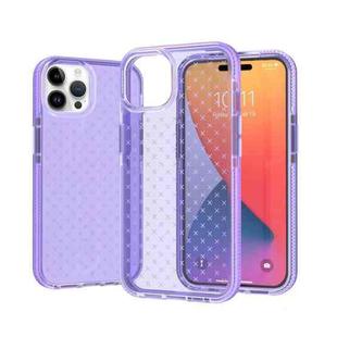 Grid Pattern Two-color TPU Phone Case For iPhone 14 Pro Max(Purple)