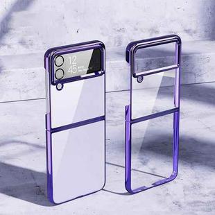 For Samsung Galaxy Z Flip4 PC Folding Electroplating Transparent Phone Case(Purple)