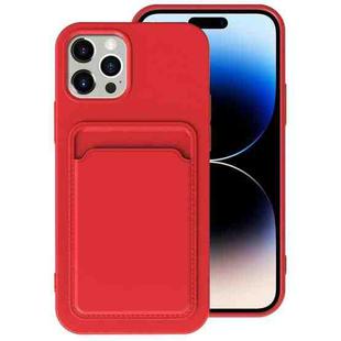 For iPhone 14 Pro Max TPU + Flannel Lining Card Slots Phone Case (Red)