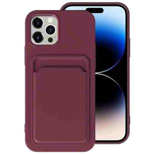 For iPhone 14 Pro Max TPU + Flannel Lining Card Slots Phone Case (Dark Purple)