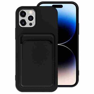 For iPhone 14 Pro TPU + Flannel Lining Card Slots Phone Case(Black)