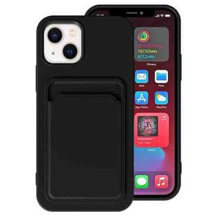 For iPhone 14 Plus TPU + Flannel Lining Card Slots Phone Case (Black)