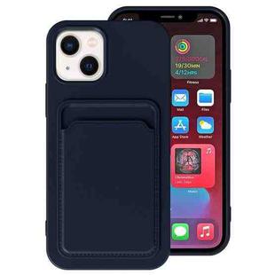 For iPhone 14 Plus TPU + Flannel Lining Card Slots Phone Case (Blue)