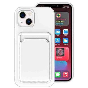 For iPhone 14 Plus TPU + Flannel Lining Card Slots Phone Case (White)
