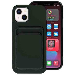 For iPhone 14 Plus TPU + Flannel Lining Card Slots Phone Case (Dark Green)