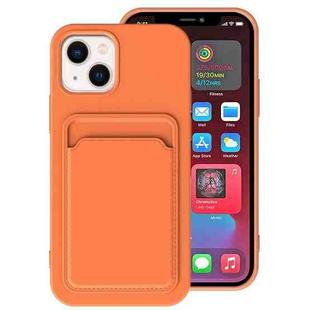 For iPhone 14 Plus TPU + Flannel Lining Card Slots Phone Case (Orange)