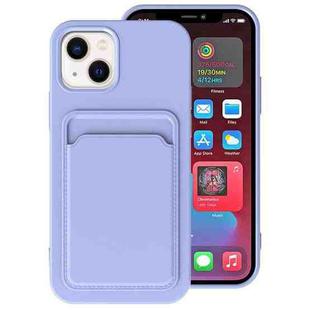For iPhone 14 Plus TPU + Flannel Lining Card Slots Phone Case (Light Purple)
