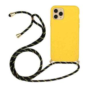 Wheat Straw Material + TPU Protective Case with Lanyard For iPhone 14 Pro Max(Yellow)