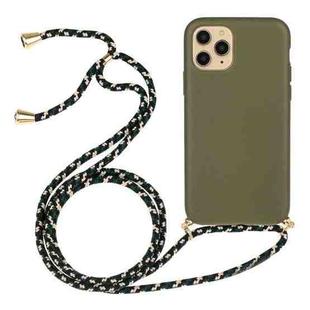 Wheat Straw Material + TPU Protective Case with Lanyard For iPhone 14 Pro Max(Army Green)